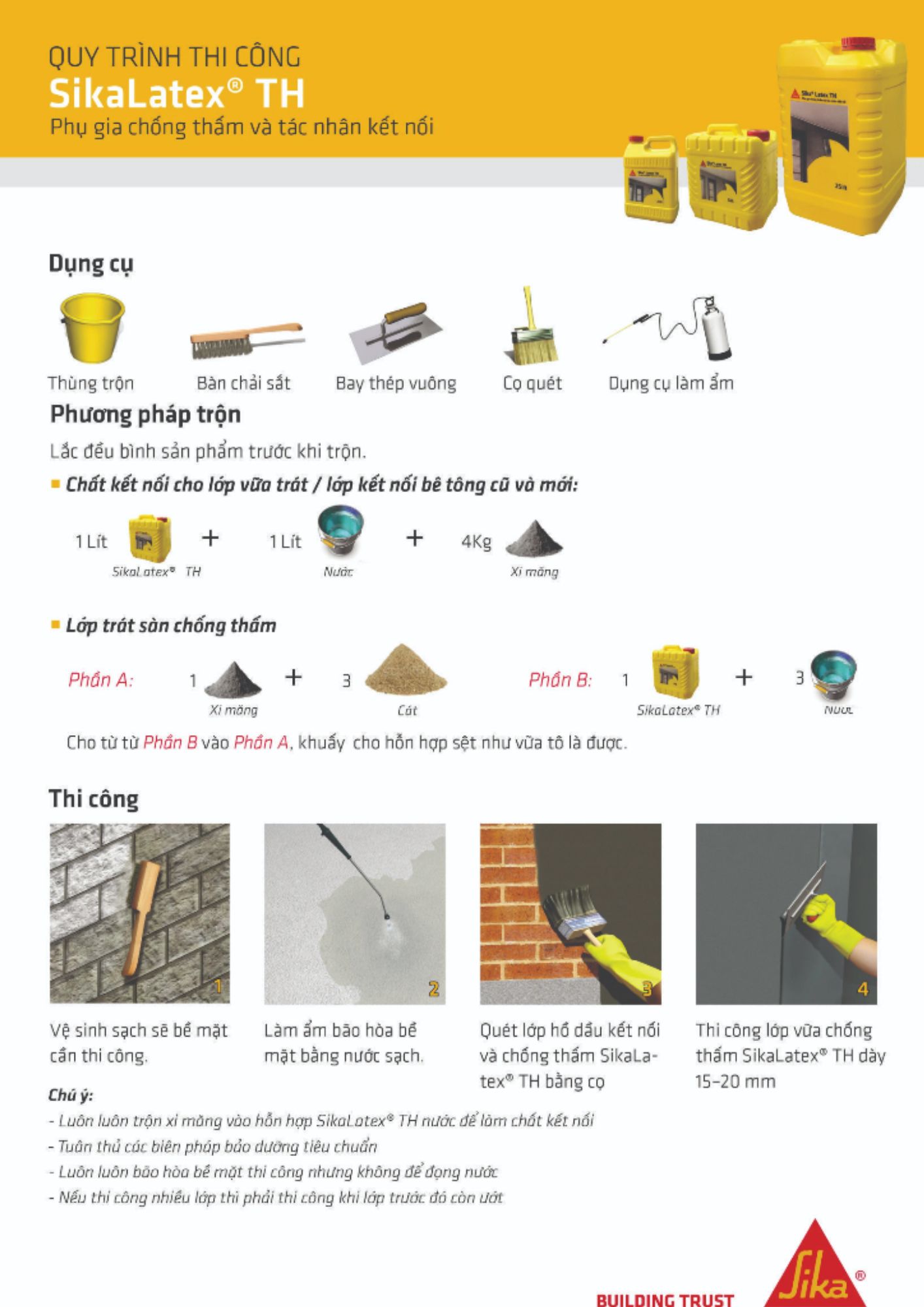 Định mức sika latex th