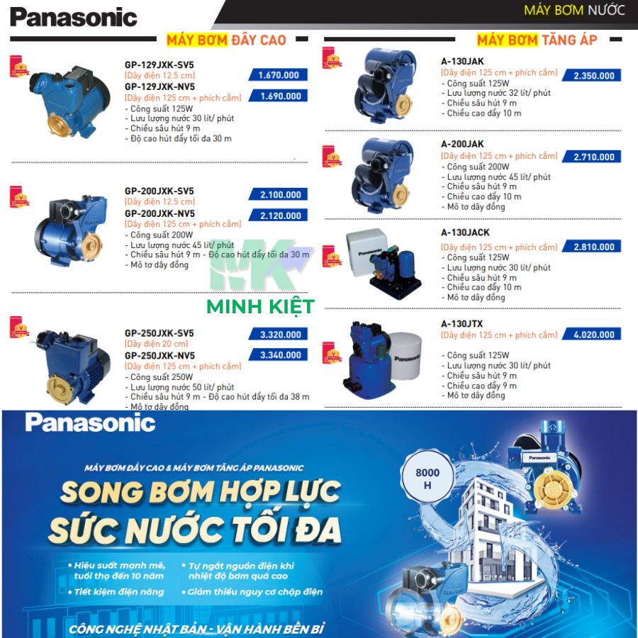 Giá máy bơm nước Panasonic chính hãng